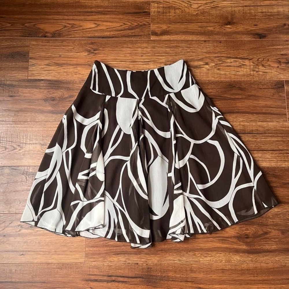 Jessica Chiffon Midi Skirt Brown Abstract Y2K Boho Earthy Women 6 Coquette Coast